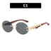 Leopard round frameless cut edge wooden leg sunglasses