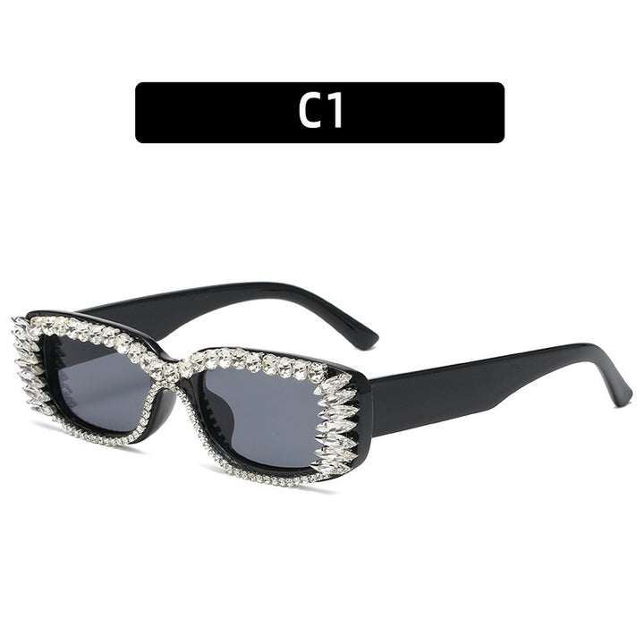 Square frame diamond sunglasses